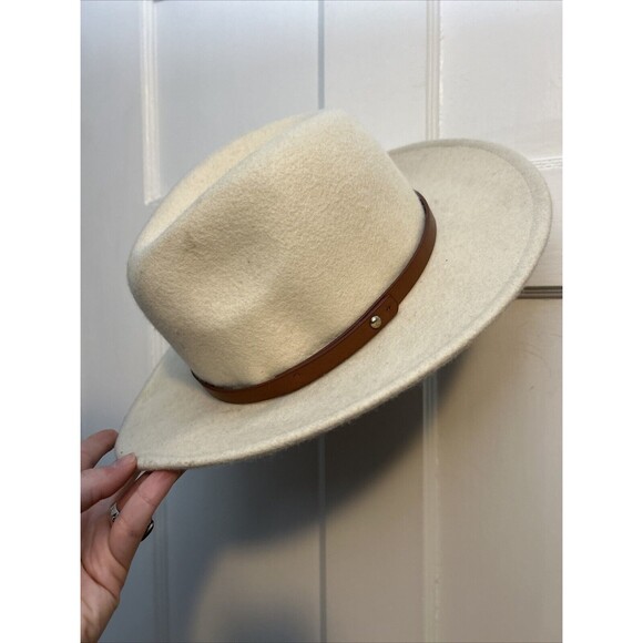 Free People Wide Brim Boho Wool Hat Womens One Size Festival Rancher Ivory - Picture 1 of 8